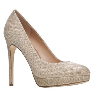 Gold Mesh Platform Pumps
